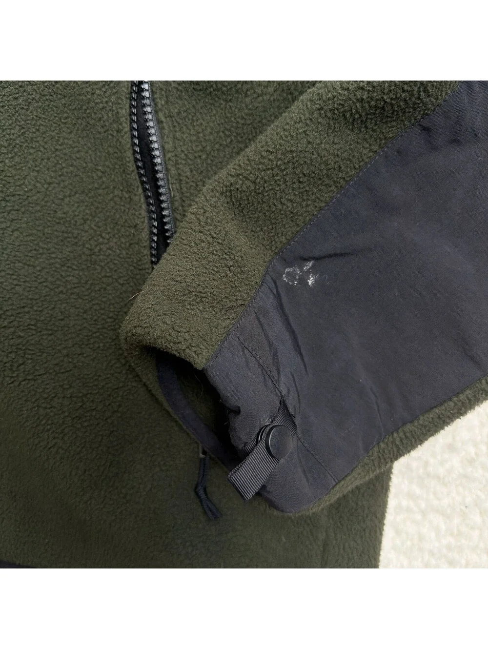 The North Face Denali Fleece Jacket Mens L Olive Green Black Polartec Full Zip